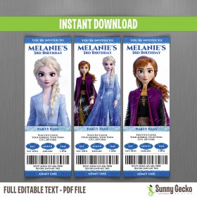 Frozen 2 Birthday Ticket Invitations